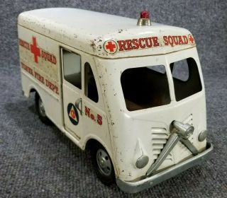 Vtg Tonka Fire Rescue Squad Ambulance Dept No 5 Van Truck Metal Toy 1950 