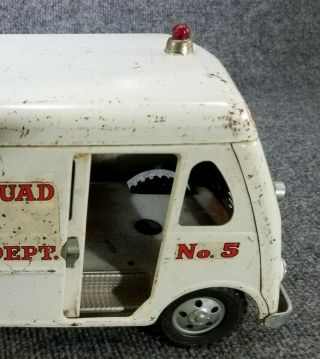 VTG Tonka Fire Rescue Squad Ambulance Dept No 5 Van Truck Metal Toy 1950 ' s 9