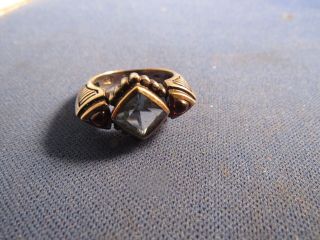 Vintage Sterling Silver & 14k Gold Sapphire & Ruby Art Deco Rare Ring