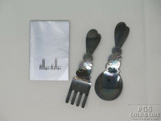 Vintage Allan Adler Sterling Silver Bunny Rabbit Fork Spoon Baby Child Set 11818
