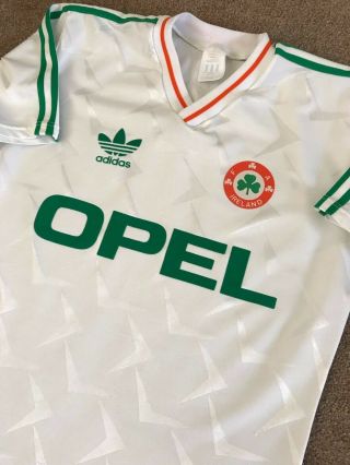 Vintage Republic Of Ireland Football Adidas Opel World Cup 1990 Shirt M Medium