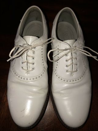 Vintage Footjoy Classic Mens Golf Shoes White Leather Sz.  8.  5 D