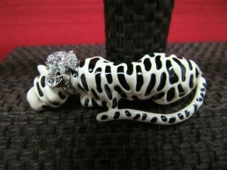 Vtg Kenneth J Lane Enamel Crystal Bow Panther Cat Tiger Cougar Book Piece