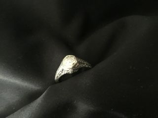 Estate Antique Art Deco14k Ring White Gold Filigree With 7 Small Diamonds