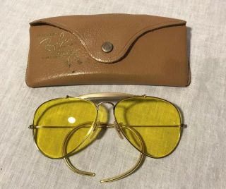 Vintage Ray - Ban Bausch Lomb B&l Aviator Sunglasses Amber 1/10 12k Gf W/ Pouch
