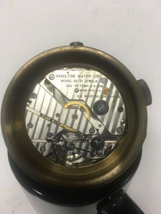 WWII Hamilton Model 22 US Navy Deck Watch 21 Jewels Marine Chronometer 4