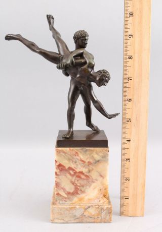 Antique Victorian 19thC Grand - Tour Bronze Sculpture,  2 Greek Nude Men Wrestling 2
