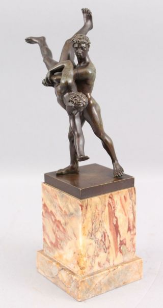 Antique Victorian 19thC Grand - Tour Bronze Sculpture,  2 Greek Nude Men Wrestling 4