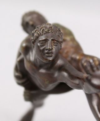 Antique Victorian 19thC Grand - Tour Bronze Sculpture,  2 Greek Nude Men Wrestling 6