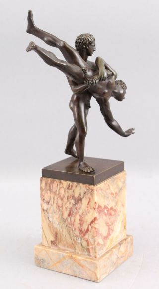 Antique Victorian 19thC Grand - Tour Bronze Sculpture,  2 Greek Nude Men Wrestling 7