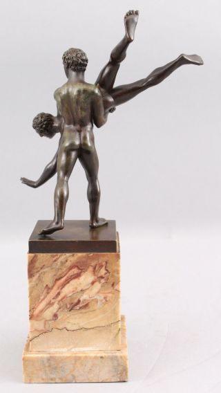 Antique Victorian 19thC Grand - Tour Bronze Sculpture,  2 Greek Nude Men Wrestling 8