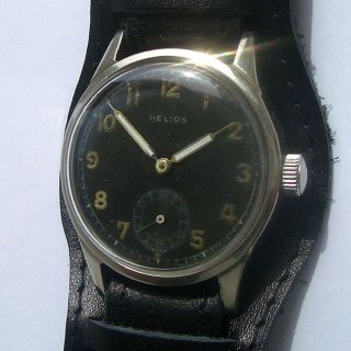 Rare Military Wristwatch German Army Helios Dh Of Period Ww2
