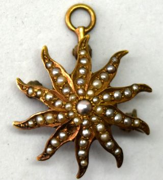Antique Victorian 14k Solid Gold And Pearl Pendant/pin/brooch