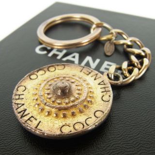 Auth Chanel Vintage 95a Cc Coco Logos Round Key Ring Holder Charm F/s 4699
