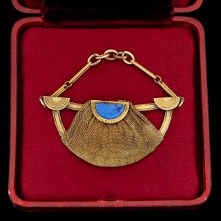 Antique Vintage Art Nouveau 14k Gold Filled Gf Lapis Lazuli Lavaliere Pendant