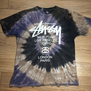 Stussy World Tour Tie Dye T Shirt Large Vintage York London Paris Brooklyn