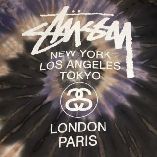 Stussy World Tour Tie Dye T Shirt Large Vintage York London Paris Brooklyn 2
