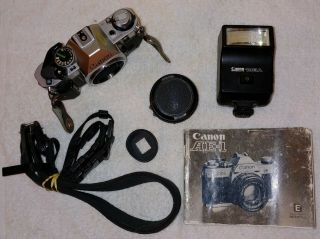 Vintage Canon AE - 1 Program 35mm SLR Camera with 50mm 1:1.  8 Lens,  strap & flash. 2