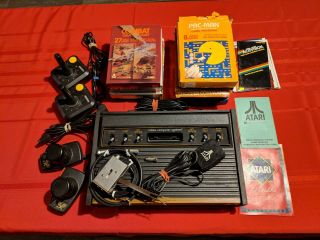 Vintage Atari 2600 Sunnyvale Heavy Sixer Woody 1977 Game Console With 9 Games