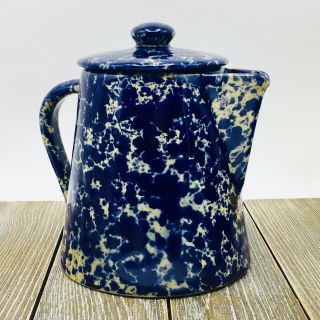 Vintage Bennington Pottery Vermont Blue Agate Coffee Pot - Gorgeous David Gill