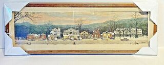 Official Norman Rockwell Print On Canvas " Main Street Stockbridge ",  Oak Frame