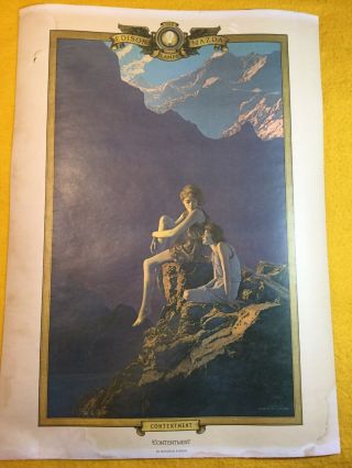 " Contentment " By Maxfield Parrish Vintage 1927 Poster Use Edison Mazda Lamps