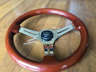 Vintage Grant Gt Mahogany Wood Steering Wheel 14 " Horn Insert Italy Street Rod