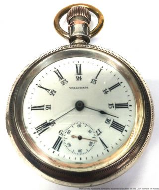 Waltham Oversized Coin Silver 1883 17j 24 Hour Dial Antique Pocket Watch