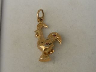 A Rare Vintage 18ct.  Gold Not 9ct,  Filigree Enamelled French Cockerell 1.  9 Grms