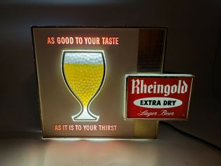 Vintage Rheingold Extra Dry Beer Sign Bar Motion Bubbler Glass Great