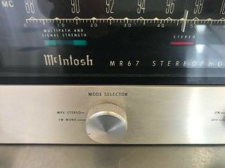 Vintage McIntosh MR - 67 FM/MPX Stereo Tube Tuner MR67 7
