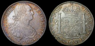 1792 Carolus Iiii Mo - Fm 8 Reales Silver Au,  ☆ Rare ☆ White Coin Km 109 ☆