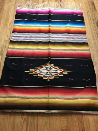 Large Early Vintage Wool Mexican Serape Saltillo