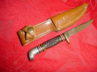 Vintage Western 628 E Usa,  Fixed Blade Knife,  Sheath Ex.  Near