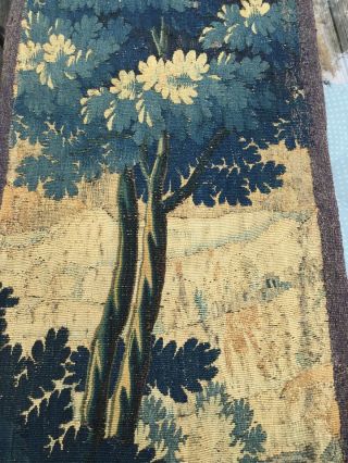 Magnificent Antique French Aubusson Verdure Wall Hanging Hand Made 16X90” 18th C 6