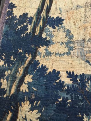 Magnificent Antique French Aubusson Verdure Wall Hanging Hand Made 16X90” 18th C 7