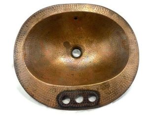 Antique Vintage Sink Copper Handmade Hammered Bathroom Round Design Artisanal