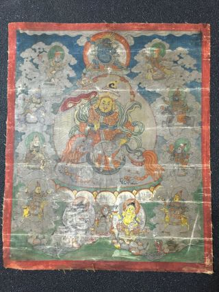 Mongolian Antique Buddhist Old Thangka Paint 19c (rare)
