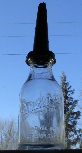 Rare Canadian En - Ar - Co 1 Imperial Quart Motor Oil Glass Bottle