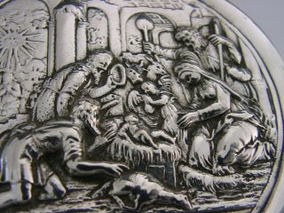 Stunning Rare Large Solid Silver Religious Nativity Scene Pxy Box C1900 Antique