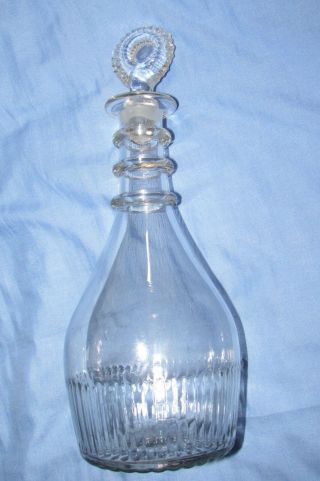 Antique Irish Georgian Glass Wine Decanter Cork Glass,  Signed C1800
