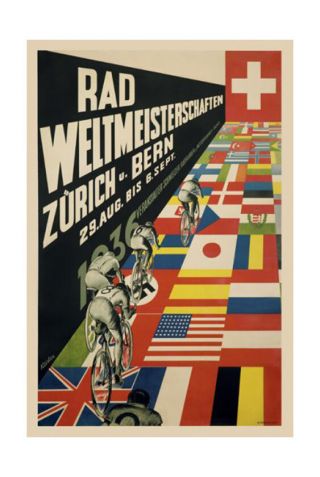 Vintage Cycling Poster Prints 24 " X 36 " World Championship 1936