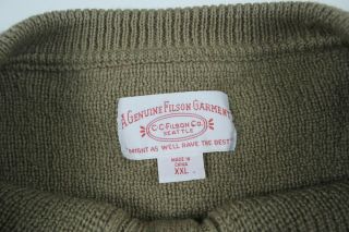 Vintage CC Filson Mens Wool Henley Coat Sz 2XL Shooting Jacket Pullover Sweater 5