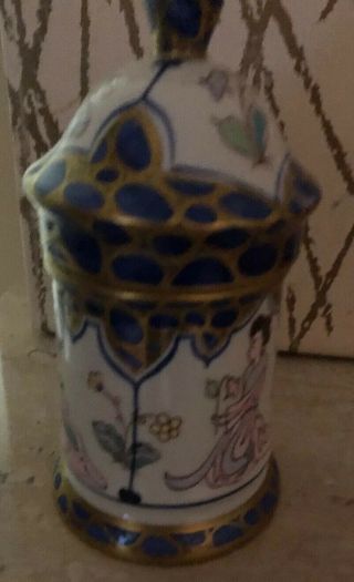 Vintage Sherle Wagner Blue Chinoiserie Covered jar 2