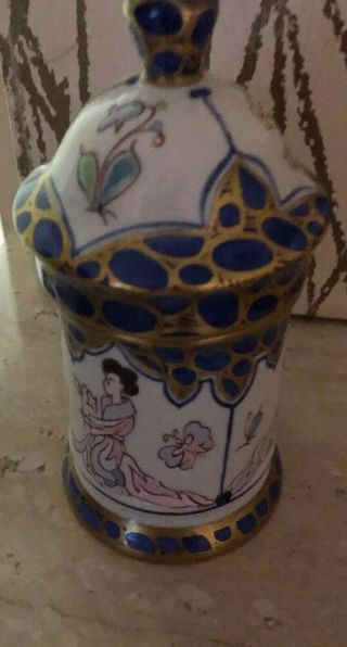 Vintage Sherle Wagner Blue Chinoiserie Covered jar 3