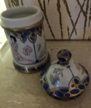 Vintage Sherle Wagner Blue Chinoiserie Covered jar 4