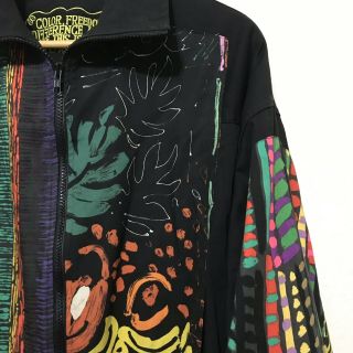 Vintage 90s Jams World bomber jacket medium neon hawaii all over print surf 80s 4