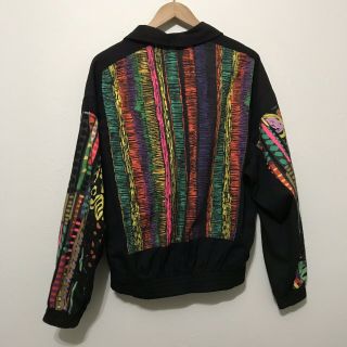 Vintage 90s Jams World bomber jacket medium neon hawaii all over print surf 80s 6