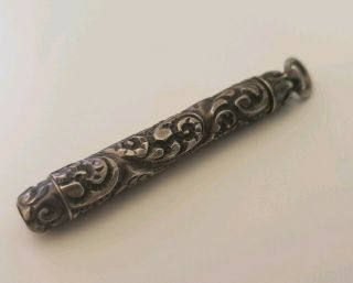 Fine Antique Victorian Art Nouveau Sterling Silver Mechanical Pencil Pendant 2