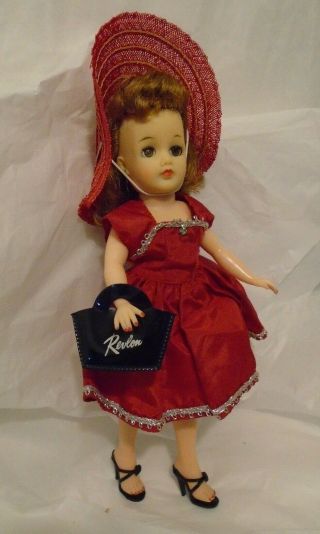 Vintage 1950s 10 1/2 " Little Miss Revlon Lmr Doll In Tagged 9122 Party Dress